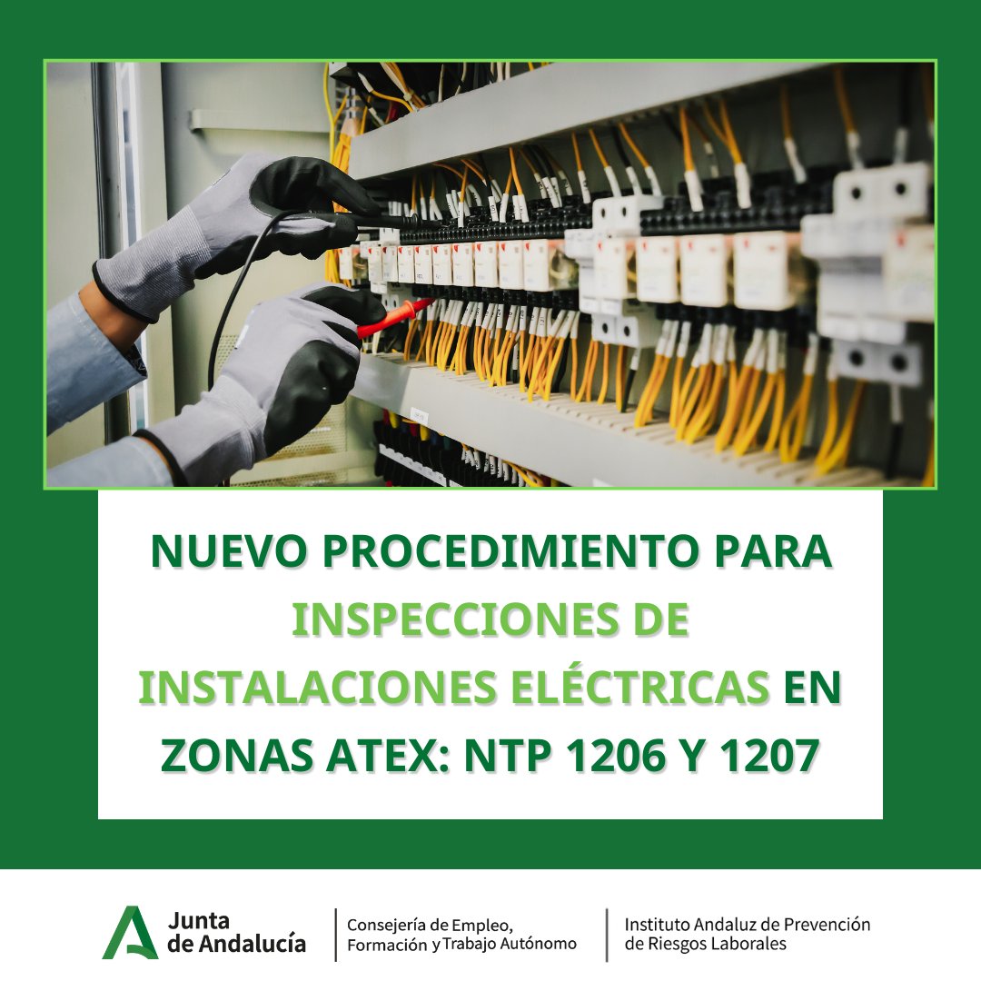 IAPRL's tweet image. 🔌⚡ El Instituto Nacional de Seguridad y Salud en el Trabajo ha lanzado dos nuevas Notas Técnicas de Prevención para garantizar la seguridad en zonas con atmósferas explosivas. 

👉 Toda la información aquí: bit.ly/3WNa56M 

#IAPRL #ATEX #INSST #SeguridadLaboral #PRL