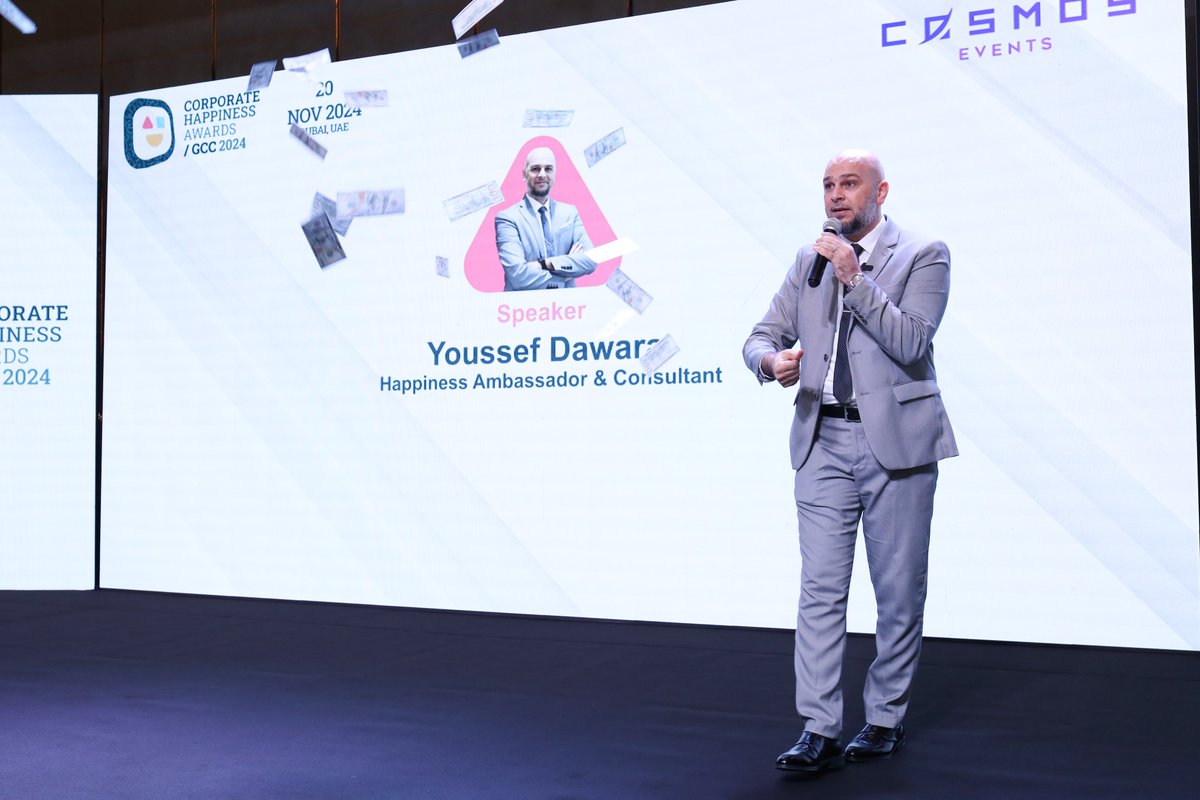 CosmosEventsme's tweet image. Insights from Youssef Dawara on the powerful link between personal happiness and workplace success at the #CorporateHappinessAwardsGCC

#CorporateHappinessAwards #corporatehappinessawardsgcc #CHAGCC #UAE