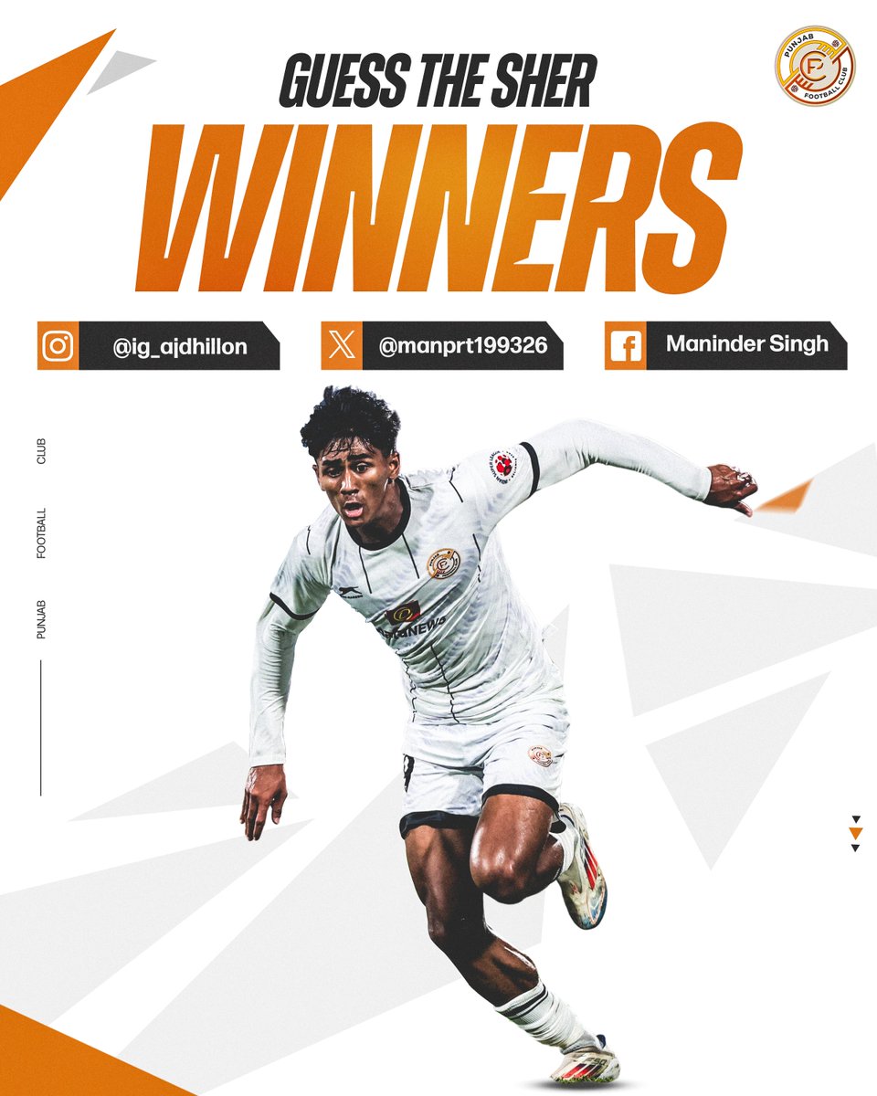 RGPunjabFC's tweet photo. Congratulations to the winners of PFC Guess the Sher! 🦁🎉

Your sharp eyes and love for the game have earned you official Punjab FC merchandise.🧡

Wear it with pride and keep roaring for #TheShers! 💥

#PFCGuessTheSher #PunjabDaJosh #CFCPFC https://t.co/IpeZJaix7D