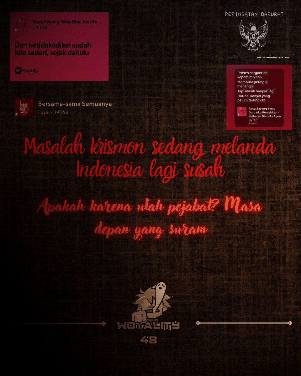wotality48's tweet photo. #IndonesiaGelap
#indonesiagelap2025
#PeringatanDarurat
#IndonesiaCemas2025
#JanganGangguAnggaranPendidikan https://t.co/QNgXUWPPsY
