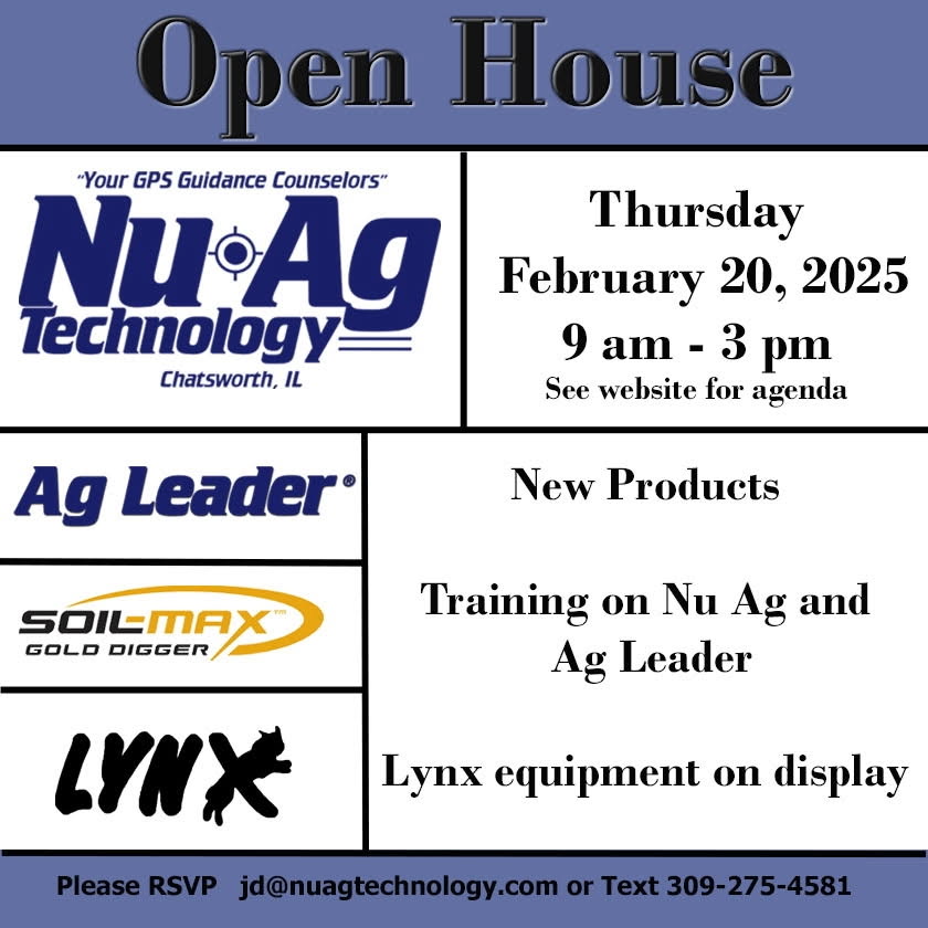 Come join us on Thursday and learn about the new <a href="/AgLeaderTech/">Ag Leader Technology</a> In command Go with RightPath steering. Also on display <a href="/lynxmfg/">Lance Glendenning</a> 12 row Legacy striptil