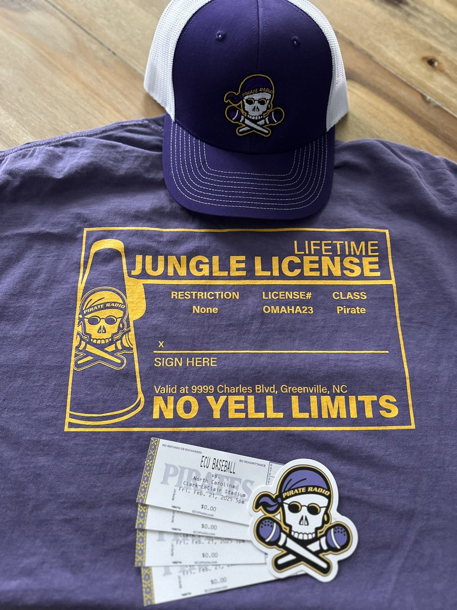 Pirate Radio ☠️ (@pr927fm) on Twitter photo 🚨GIVEAWAY ALERT🚨
RT & FOLLOW <a href="/PR927FM/">Pirate Radio ☠️</a> for a chance to win 4 tickets to ECU vs UNC this Friday and a new Jungle License Shirt & Hat
#Stations4Winners🏴☠️ #TicketTuesday 🚨GIVEAWAY ALERT🚨
RT & FOLLOW <a href="/PR927FM/">Pirate Radio ☠️</a> for a chance to win 4 tickets to ECU vs UNC this Friday and a new Jungle License Shirt & Hat
#Stations4Winners🏴☠️ #TicketTuesday
