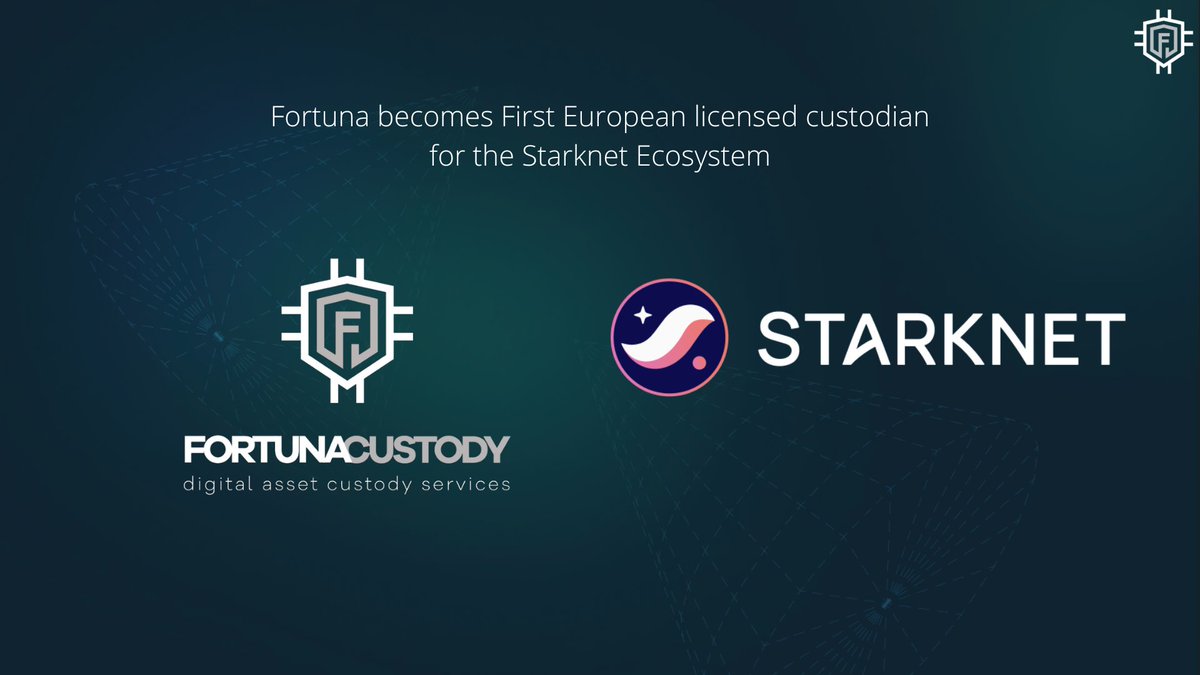Fortuna Custody (@fortunacustody) on Twitter photo ๐ Big news! ๐
Fortuna Custody becomes the First European licensed Custodian for the <a href="/StarknetEco/">Starknet-Ecosystem.com โจ</a>! ๐
Fortuna is bringing institutional-grade custody, staking & DeFi solutions to institutional holders and projects building on <a href="/Starknet/">Starknet ๐บ๐ฑ</a>. ๐ Big news! ๐
Fortuna Custody becomes the First European licensed Custodian for the <a href="/StarknetEco/">Starknet-Ecosystem.com โจ</a>! ๐
Fortuna is bringing institutional-grade custody, staking & DeFi solutions to institutional holders and projects building on <a href="/Starknet/">Starknet ๐บ๐ฑ</a>.