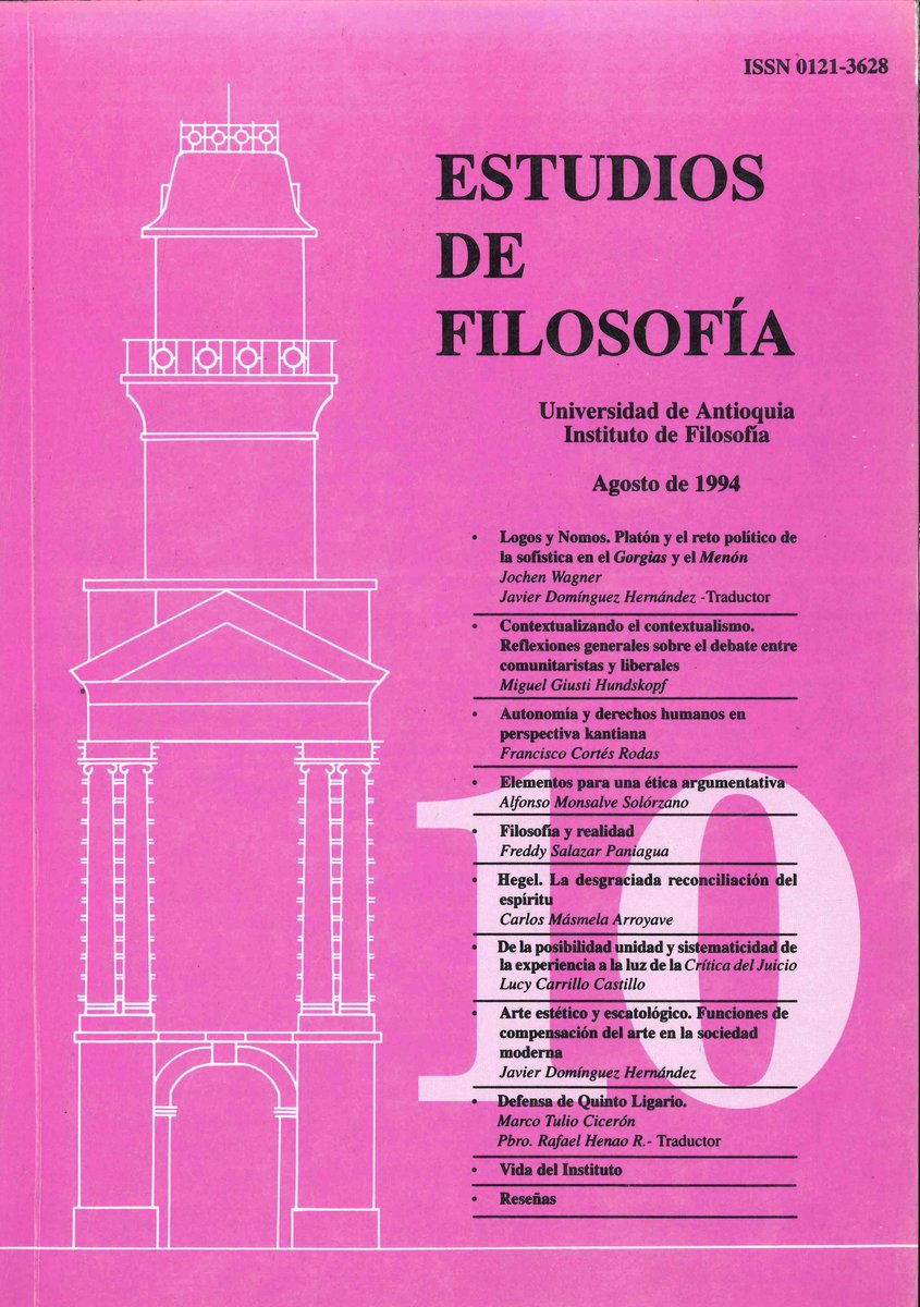 - De nuestro número 10:

Salazar Paniagua, F. (1994). Filosofía y realidad. Estudios De Filosofía, (10), 79–100. doi.org/10.17533/udea.…