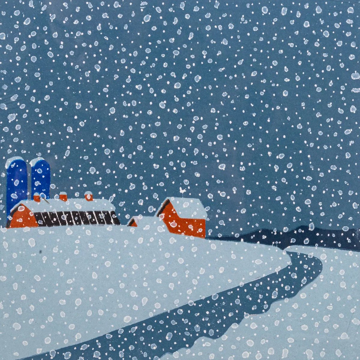 marysia_cc's tweet image. Sabra Field 
Snow On Snow On Snow
linocut