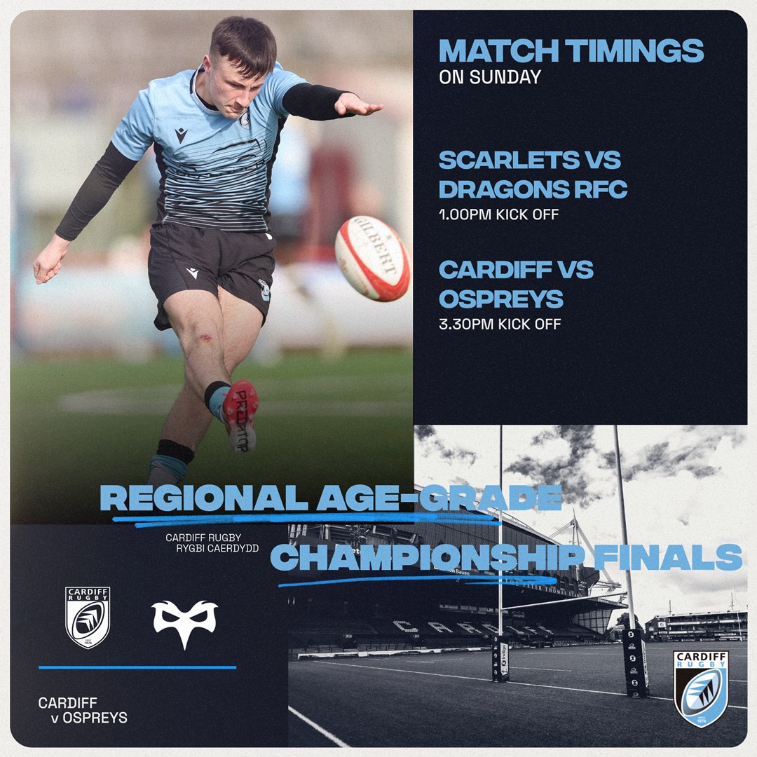 It's a big game for our Under 18s this Sunday! They take on Ospreys at the Arms Park in the Regional Age-Grade Championship final.

🆓 for U16s when accompanied by an adult. Adult tickets £5.

N.B. This is a WRU event so is not included in Season Membership.

#YmlaenCaerdydd