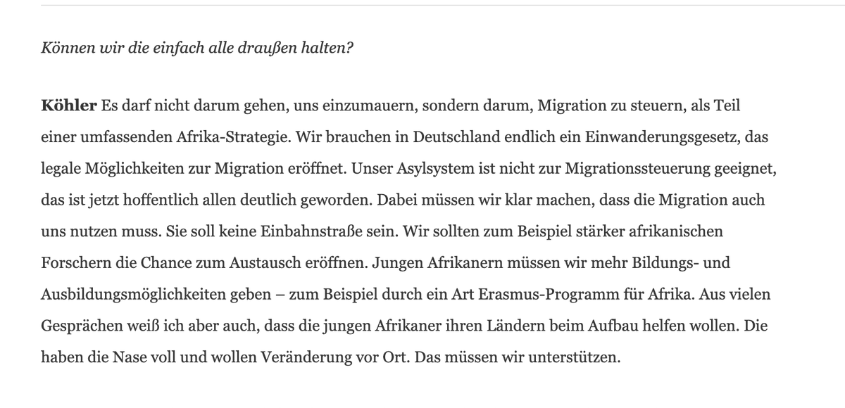 Wenn wir doch einfach früher auf diesen wunderbaren Menschen Horst #Koehler gehört hätten. #Migration 
Aus unserem Interview mit dem Altbundespräsidenten 2016. <a href="/EvaQuadbeck/">Eva Quadbeck</a>