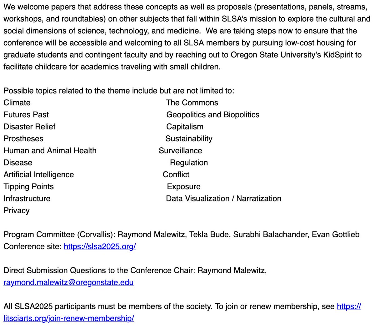 The deadline for the #SLSA25 has been extended to March 15. slsa2025.org