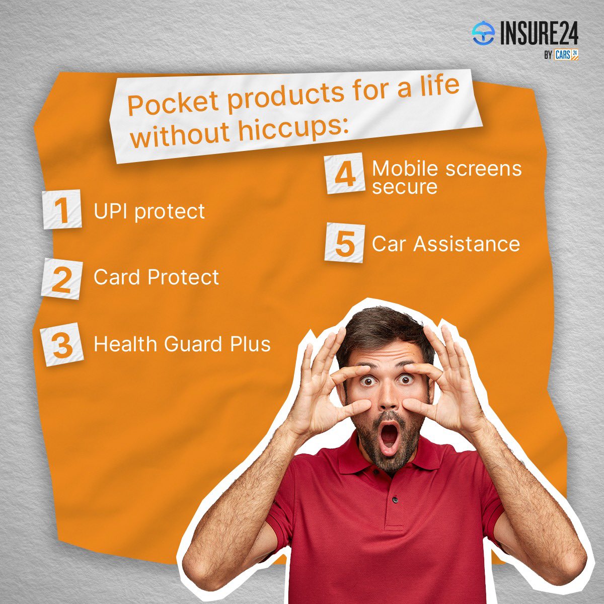 Insure_24's tweet image. Keep pocket mein peace, not problems!

Starting at just ₹13/day, protect your UPI, cards, health, and more in 5 minutes

#PocketProtection #SecureYourLife #UPIProtection #CardSecurity #CarAssistance #StayProtected #CARS24 #INSURE24