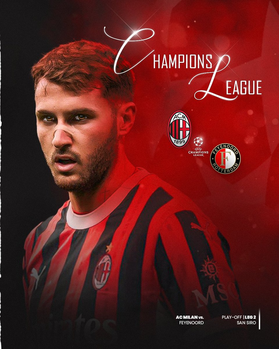 rossonerinewsid's tweet photo. ROAD TO #MILANDAY 🔴⚫️

AC Milan vs Feyenoord
🗓️ 19 Februari 2024
⏱️ 00.45 WIB

Laga hidup mati bagi Milan untuk wajib raih kemenangan  jika ingin terus melanjutkan langkahnya di UCL. Sayangnya Pulisic dikabarkan akan absen di pertandingan penting nanti.

Prediksi agregat? https://t.co/Gm7bZoroaR