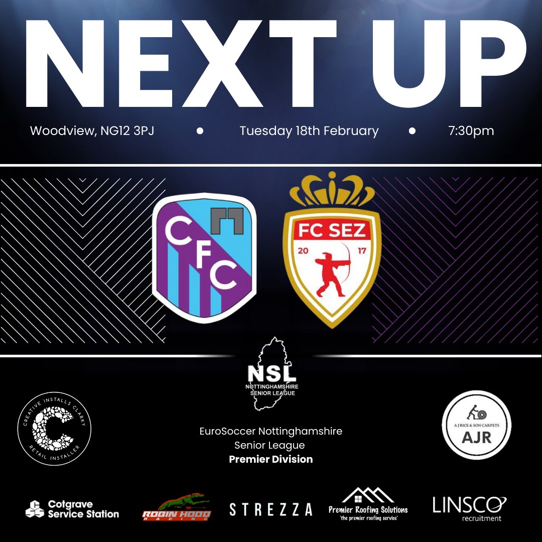 Cotgrave F C Senior (@cotgrave_senior) on Twitter photo ๐ต Game On ๐ฃ
The first team are looking to bounce back from cup disappointment at the weekend as we welcome <a href="/FCSez/">FC Sez โค๏ธ</a> to the welfare tonight in the Euro Soccer Nottinghamshire Senior League Premier Division at 7:30pm!
Jacket Potatoโs are back tonight too!! ๐ฅ๐ฅ ๐ต Game On ๐ฃ
The first team are looking to bounce back from cup disappointment at the weekend as we welcome <a href="/FCSez/">FC Sez โค๏ธ</a> to the welfare tonight in the Euro Soccer Nottinghamshire Senior League Premier Division at 7:30pm!
Jacket Potatoโs are back tonight too!! ๐ฅ๐ฅ