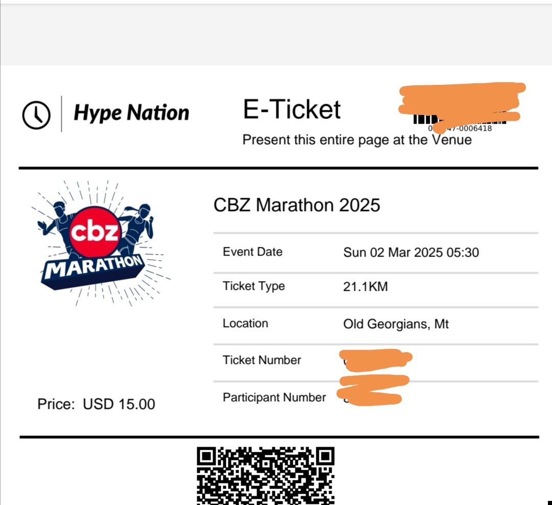 After hours of dealing with a crashing ticketing website, I got a <a href="/CBZHoldings/">CBZ Holdings</a> marathon 
ticket. Race sold out in minutes as expected. My first half marathon of 2025 💃. I started late but hope to do 2/month for some months to reach the annual target of 12 races. #Runthedistance