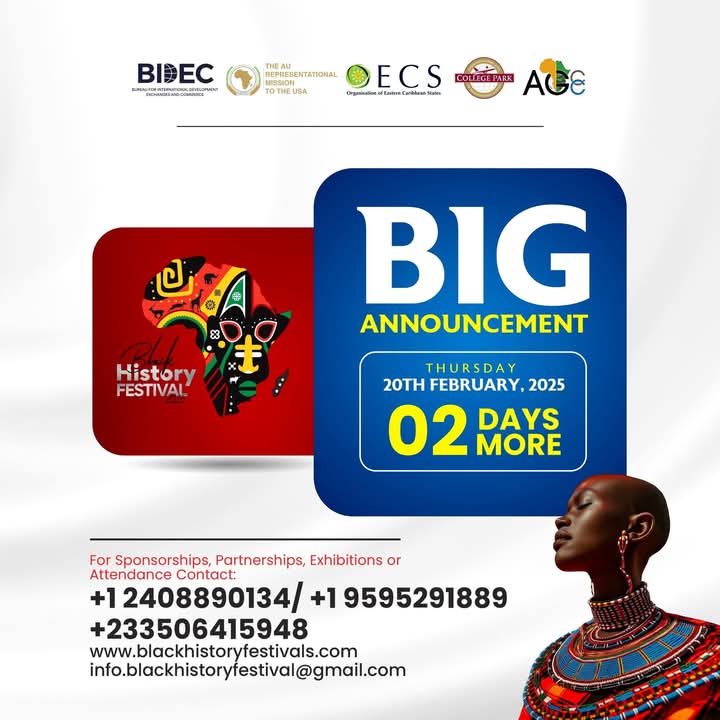 DO YOU WANT TO KNOW WHAT IS COMING!

Exciting news is on the horizon for the upcoming Black History Festival 2025 in College Park City! Stay tuned for updates and important details right here.

Register now using this link: shorturl.at/JDyVD.