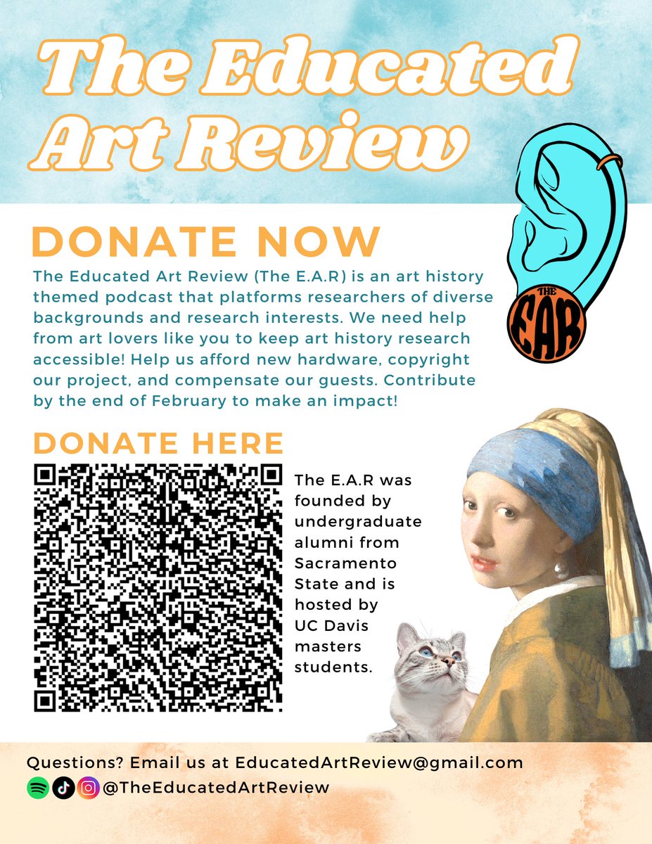 RachelintheOC's tweet photo. 🎧 Support @TheEARPodcast! Your donations help enhance The E.A.R. Podcast, making art history accessible. Even the cost of a cup of coffee is helpful! Thank you. 

#fundraiser 

Donate here: https://t.co/syQWXzcl5x 

#fundraiser #art #EARpodcast #podcast https://t.co/cWZvt8Qtc5