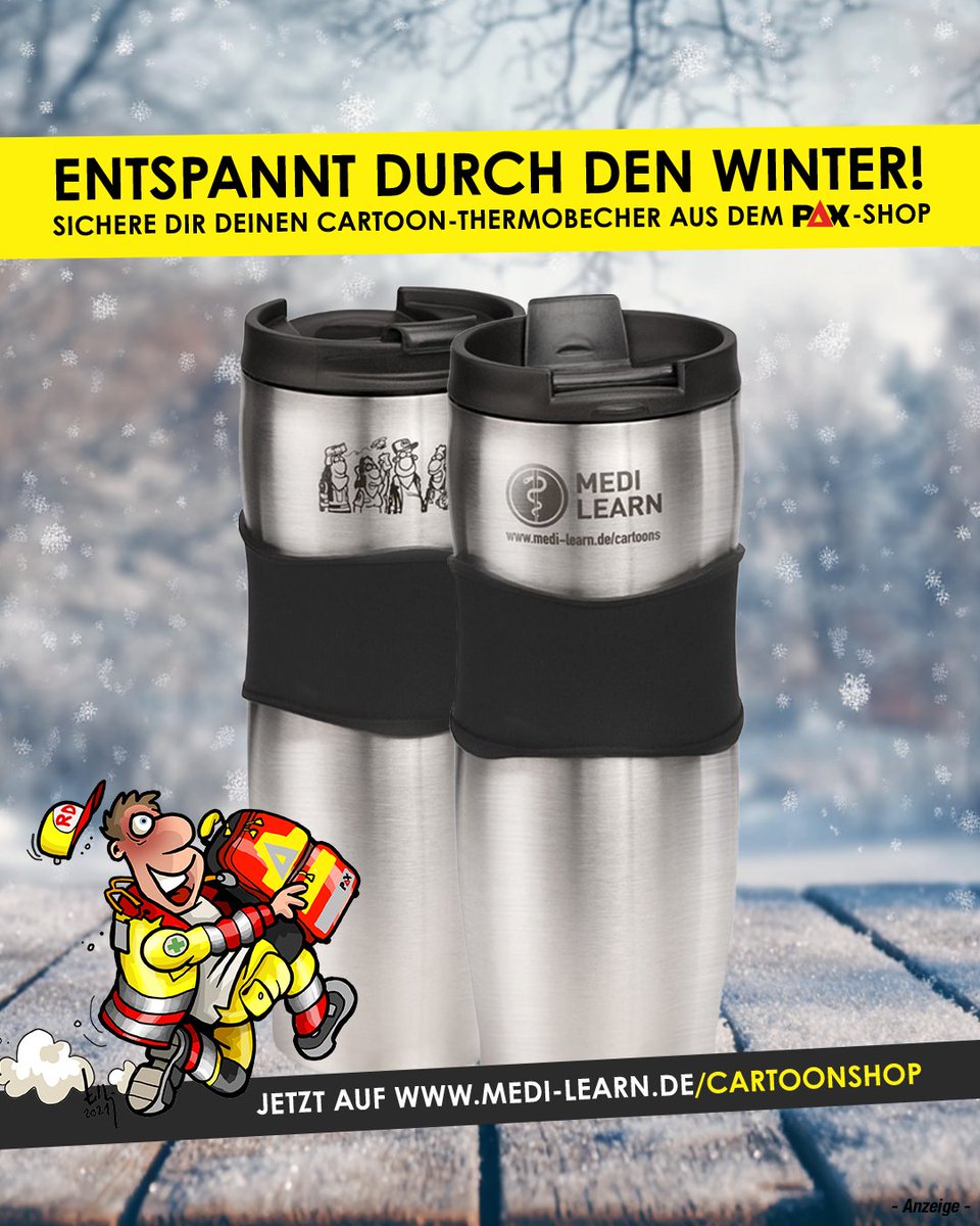 ☕ Dein Kaffee, dein Begleiter! 🚑

Der Cartoon Thermobecher hält deine Betriebsflüssigkeit warm – perfekt für jede Schicht! 💪🔥

✅ 400 ml mit Cartoon-Gravur
💡 Jetzt im PAX-Shop: medi-learn.de/thermobecher

We #love #retter #medilearncartoon #paxshop #werbung
