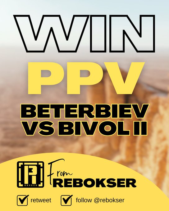 🚨PPV GIVEAWAY! 🚨
I am running a competition with <a href="/rebokser/">Rebokser</a> &amp; we are giving away £20 to pay for your #BeterbievBivol2 PPV on Saturday! 🥊
To enter:
Follow me &amp; <a href="/rebokser/">Rebokser</a> ✅
Retweet &amp; comment below ✅
Please checkout the app📲
I will choose 1 random winner &amp; send you the money!