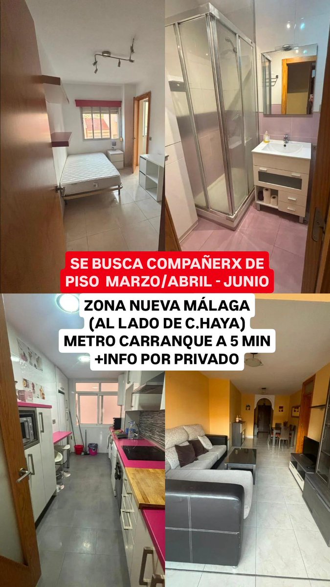 pedrxjones's tweet photo. ‼️‼️SE BUSCA COMPAÑERO DE PISO EN MÁLAGA‼️‼️
ZONA NUEVA MÁLAGA (AL LADO DEL HOSPITAL CARLOS HAYA)
-Metro de Carranque a 5 min
-calke  DE MARZO/ABRIL A JUNIO
+INFO PRECIOS Y CONDICIONES POR PRIVADO 

C. Ministerio de la Vivienda, 9, Bailén-Miraflores, 29010 Málaga https://t.co/Bum8dUS8pI