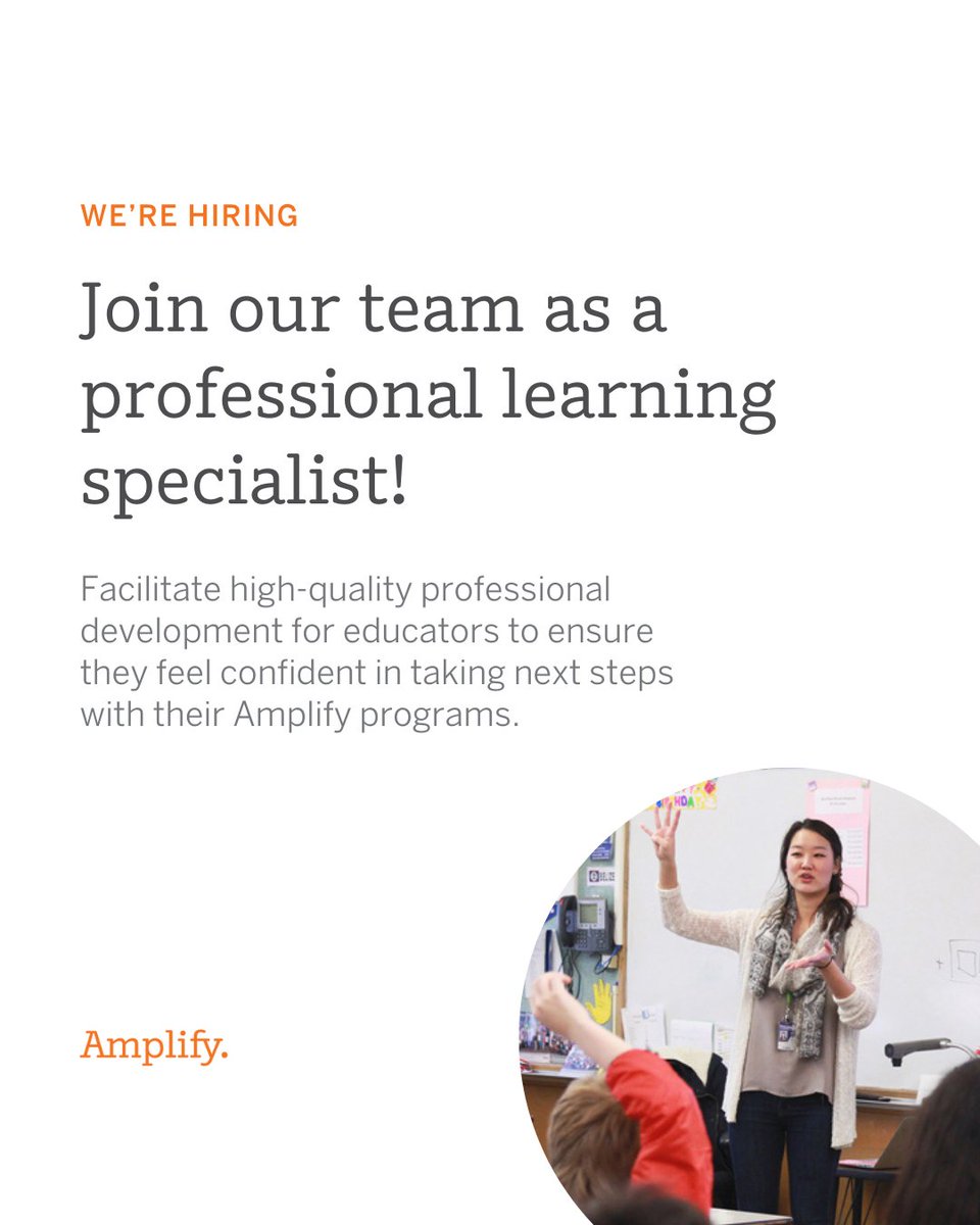 🍎 Are you a current, former, or retired teacher? If so, we have a role for you! 

Become a professional learning specialist to help educators create amazing learning experiences with Amplify's programs.

👇 Learn more and apply here: amplify.com/learning-speci…