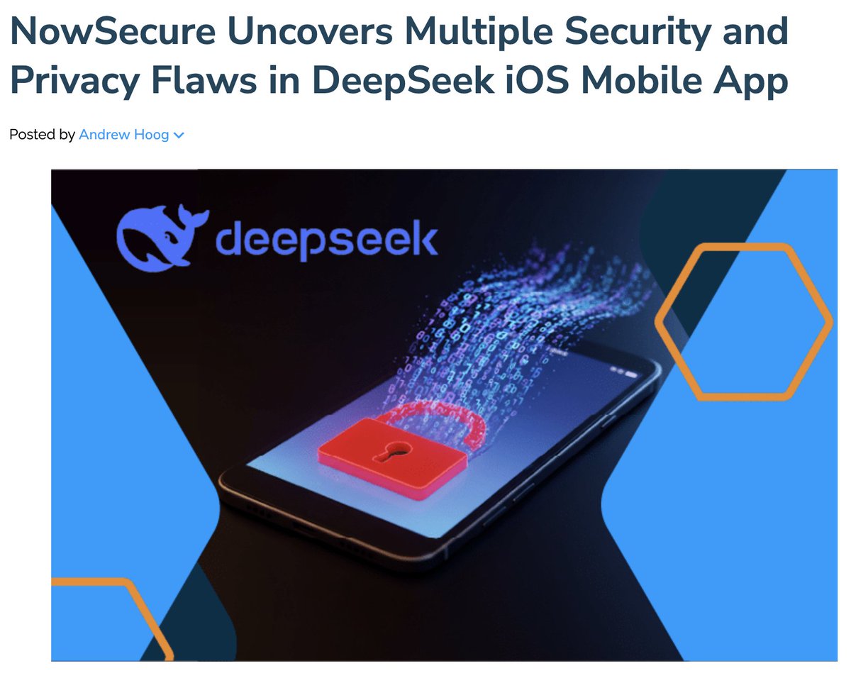 Zorgen om  DeepSeek iOS Mobile App nowsecure.com/blog/2025/02/0… via <a href="/DiscoverASG/">ASG</a>
