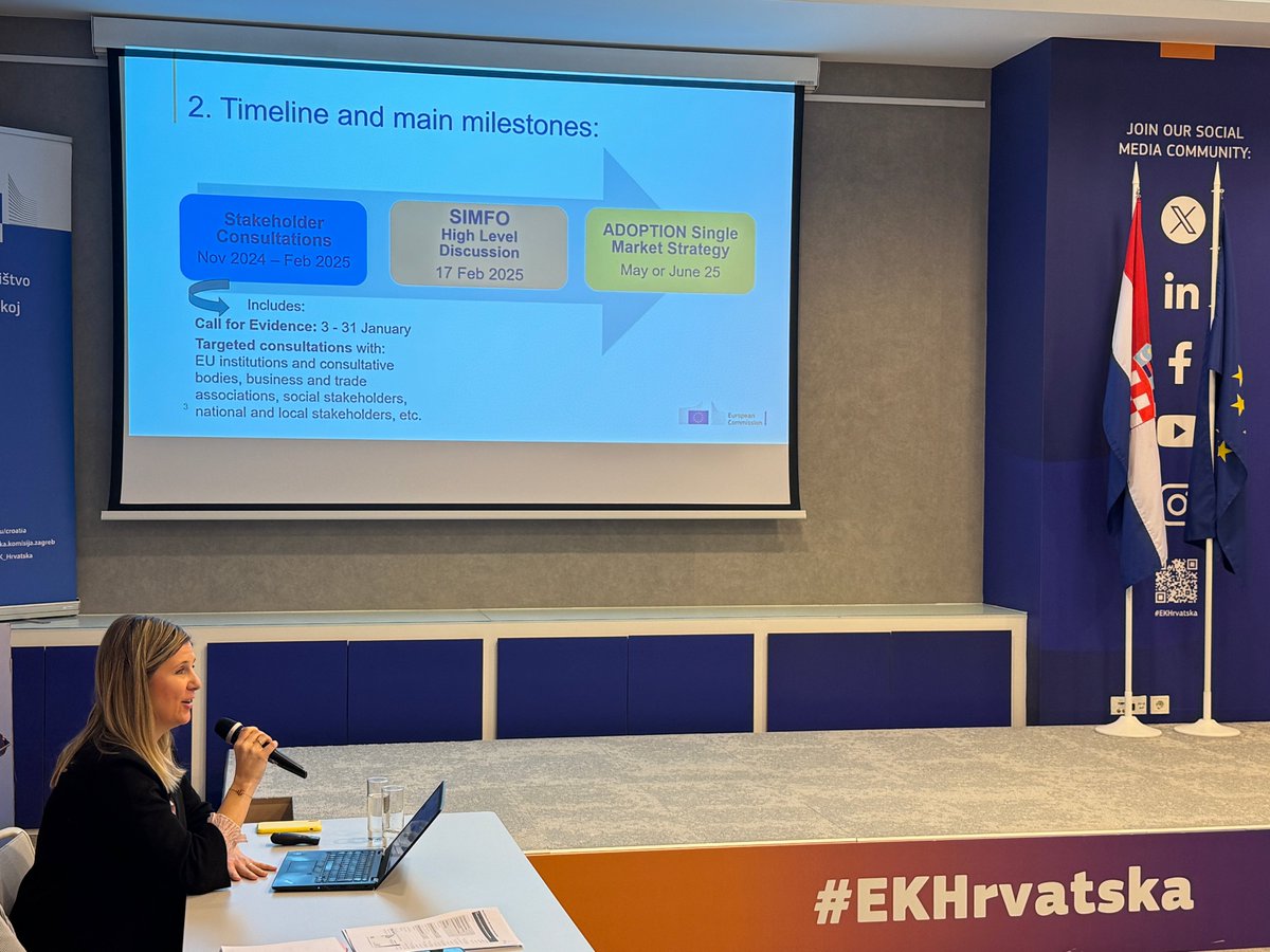 Europska komisija u Hrvatskoj (@ek_hrvatska) on Twitter photo Održali smo raspravu o budućnosti 🇪🇺#Singlemarket uz sudjelovanje i prezentaciju Mirne Talko <a href="/Mirnicka/">Mirna Talko</a> iz <a href="/EU_Growth/">Internal Market, Industry, Entrepreneurship & SMEs</a>.
Europa će prilagoditi jedinstveno tržište novim tehnologijama i trendovima kako bi zadržala svoju globalnu konkurentnost. <a href="/zrinkaujevic/">Zrinka Ujevic</a> #KucaEurope Održali smo raspravu o budućnosti 🇪🇺#Singlemarket uz sudjelovanje i prezentaciju Mirne Talko <a href="/Mirnicka/">Mirna Talko</a> iz <a href="/EU_Growth/">Internal Market, Industry, Entrepreneurship & SMEs</a>.
Europa će prilagoditi jedinstveno tržište novim tehnologijama i trendovima kako bi zadržala svoju globalnu konkurentnost. <a href="/zrinkaujevic/">Zrinka Ujevic</a> #KucaEurope