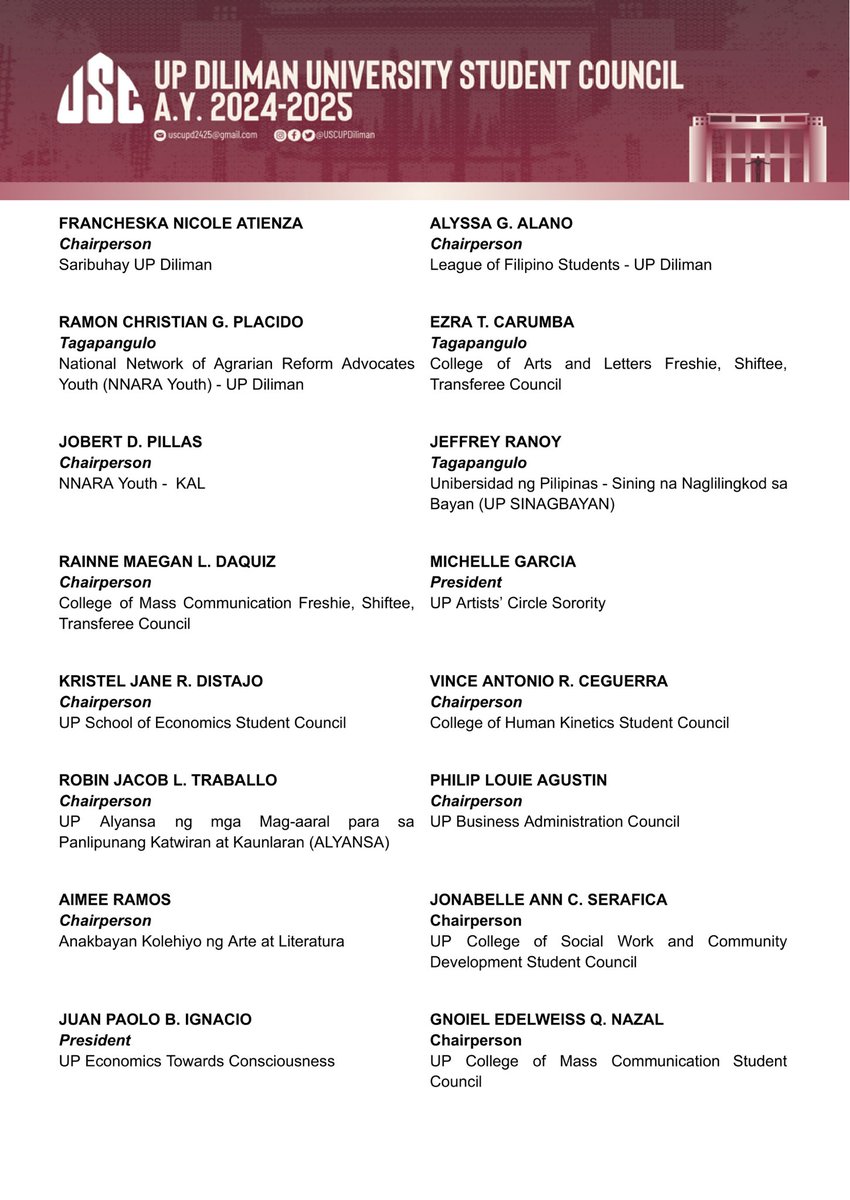 #EDSA39 | The UPD USC, together with over 100+ undersigned councils and formations, sent a letter to the Office of the Chancellor requesting that February 25 be declared as a non-working holiday and alternative learning day. This comes after the administration