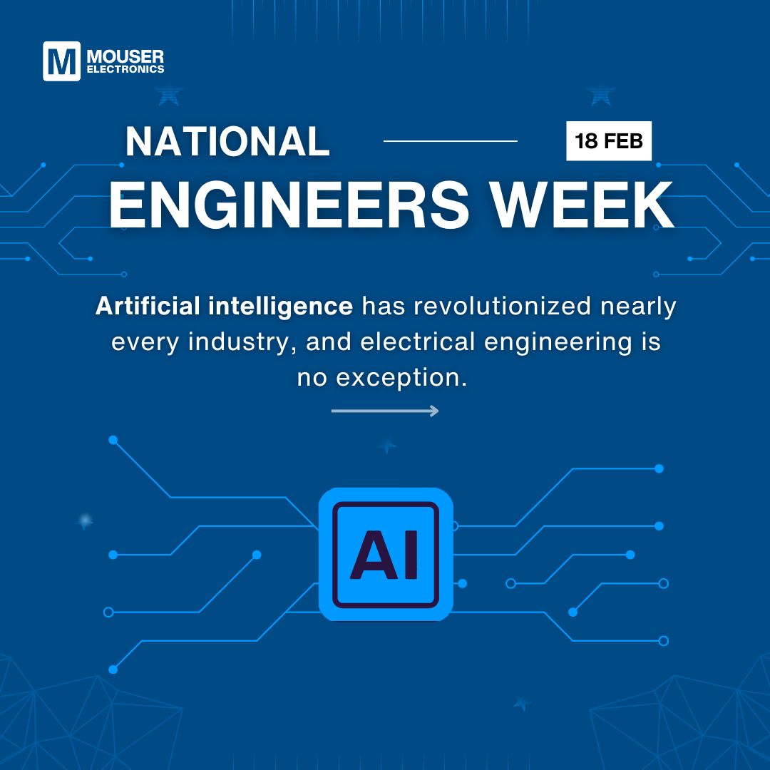 MouserElec's tweet image. Day 3 of Engineers Week! 🎉 We're highlighting engineers leading AI innovation—like self-driving cars and advanced medical diagnostics, they're pushing boundaries and shaping our future. 🧠  #NationalEngineersWeek