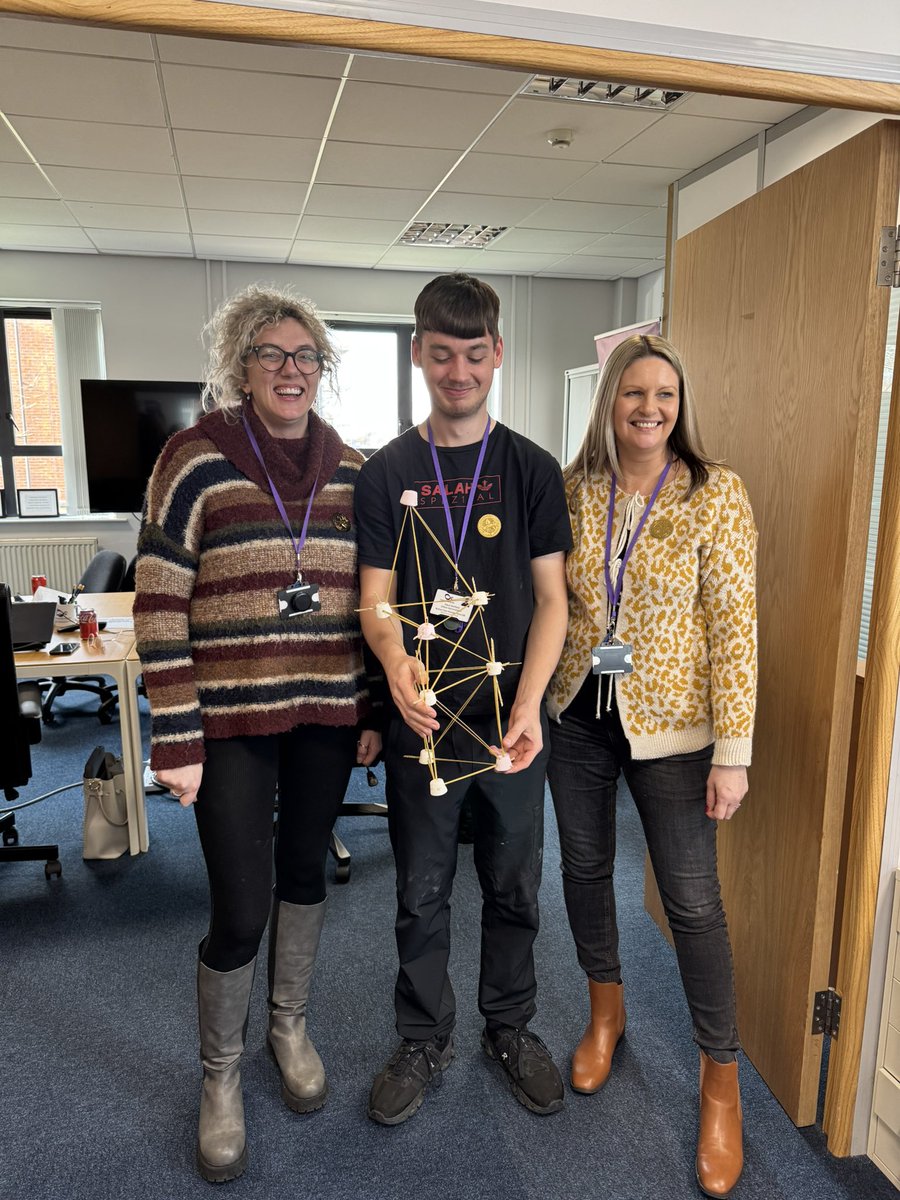 Introducing the winners of our wellbeing meet-up challenge.  We were given spaghetti, marshmallows, paper and string to build a structure. Fascinating how approaches were different but the winners kept it simple, relying on geometry and a good dose of common sense. #teamwork