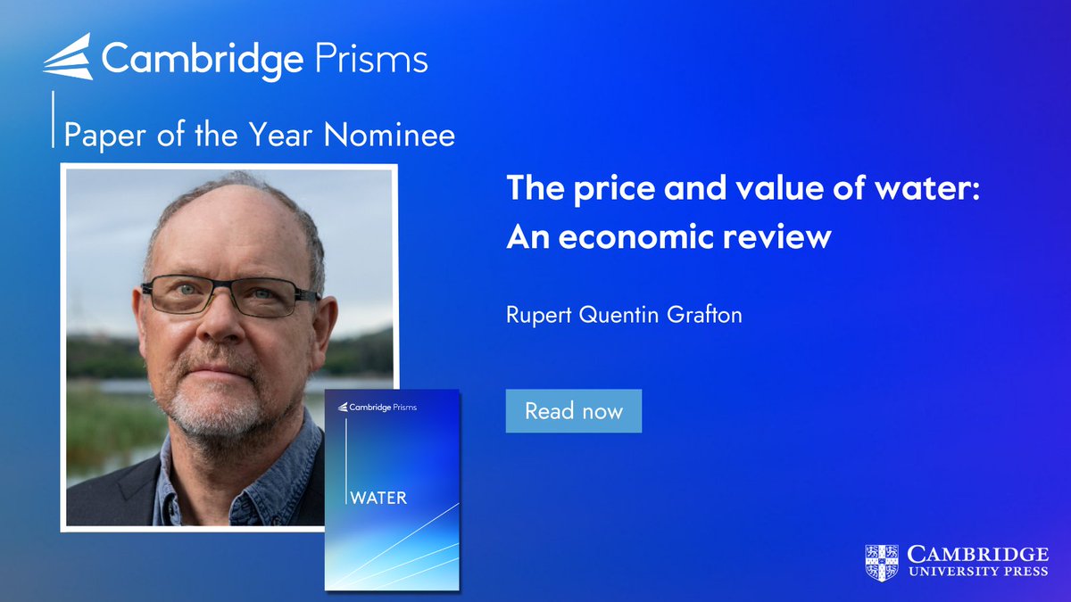 Cambridge Prisms (@cambridgeprisms) on Twitter photo Nominated for paper of the year or #CPWater
The price and value of water: An economic review by <a href="/GraftonQuentin/">Quentin Grafton</a> et al.
Free to read, share & download here: bit.ly/4cJodmq
#water #watereconomics #greeninfrastructure Nominated for paper of the year or #CPWater
The price and value of water: An economic review by <a href="/GraftonQuentin/">Quentin Grafton</a> et al.
Free to read, share & download here: bit.ly/4cJodmq
#water #watereconomics #greeninfrastructure