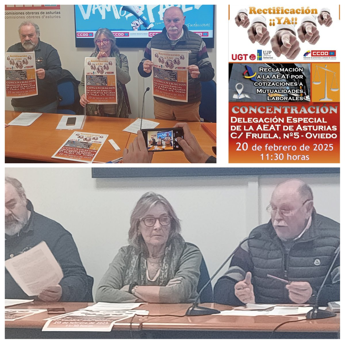 📢Rueda de prensa📢
El secretario General de Jubilados y Pensionistas de UGT Asturias, Manuel Francisco Menéndez García, ha anunciado una movilización que se llevará a cabo ante la Delegación Especial de la AEAT en Asturias (📍Calle Fruela nº5, Oviedo).
📅día 20 ⏰Hora: 11:30 AM