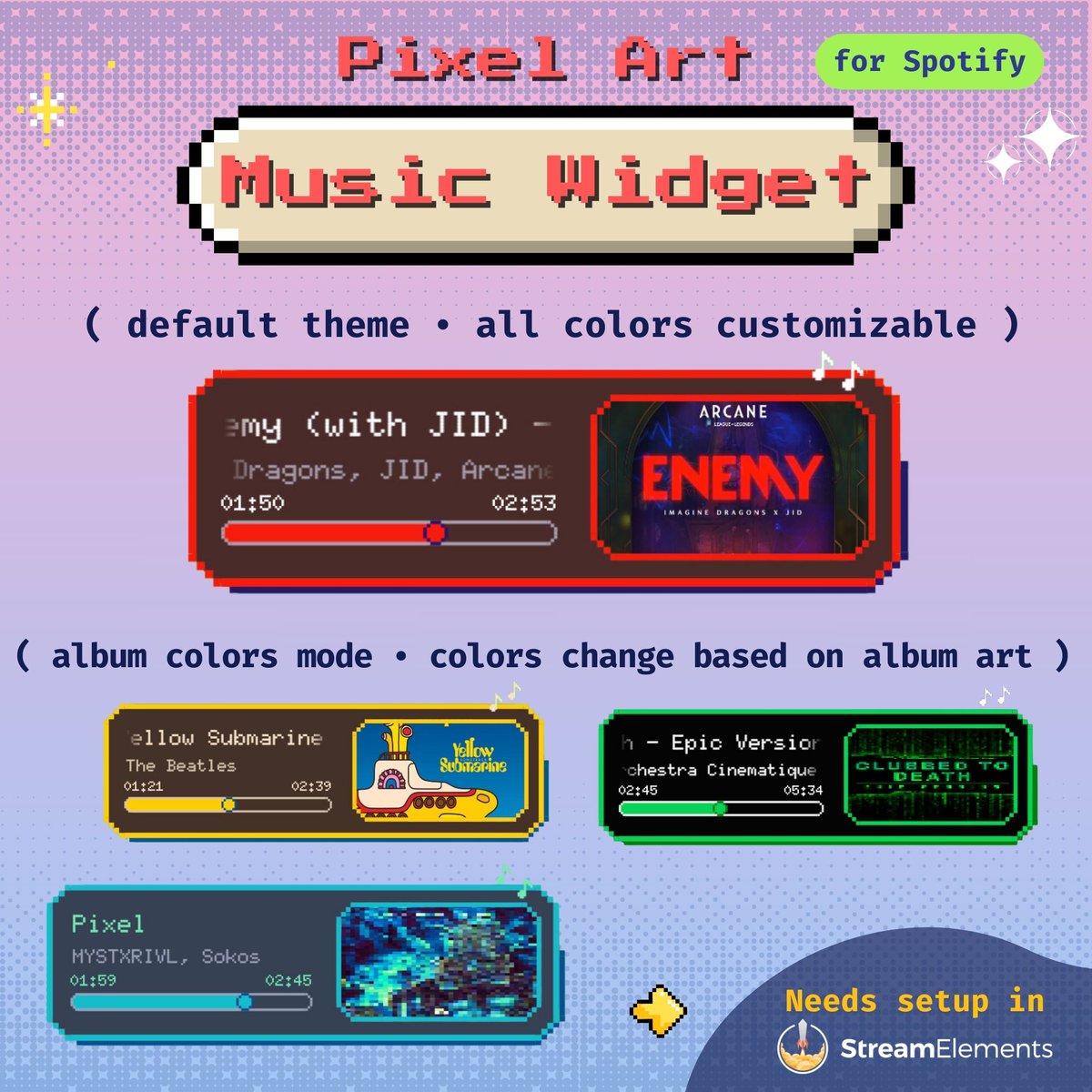 streamerwidget's tweet image. [NEW] Pixel Art Spotify Music Widget for all streaming platforms just dropped on my Etsy/Ko-Fi store with a 40% discount for the whole week.

-&amp;gt;links in the 1st comment.

#TwitchStreamer #YouTubeStreamer #ContentCreator #StreamerLife  #StreamingCommunity #SmallStreamers…
