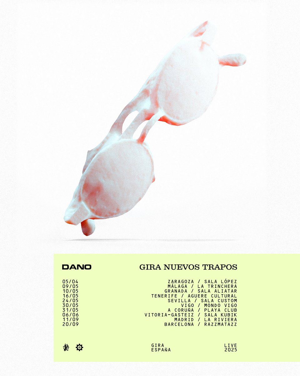 DanoZiontifik's tweet photo. GIRA NUEVOS TRAPOS. ESPAÑA 2025.
🎟️ Entradas a la venta el Jueves 20 a las 14:00hs en https://t.co/YVcLZ9tPRE
MÁS FECHAS y CIUDADES POR CONFIRMAR. ESTAD ATENTOS. https://t.co/nXZaEGFqWD