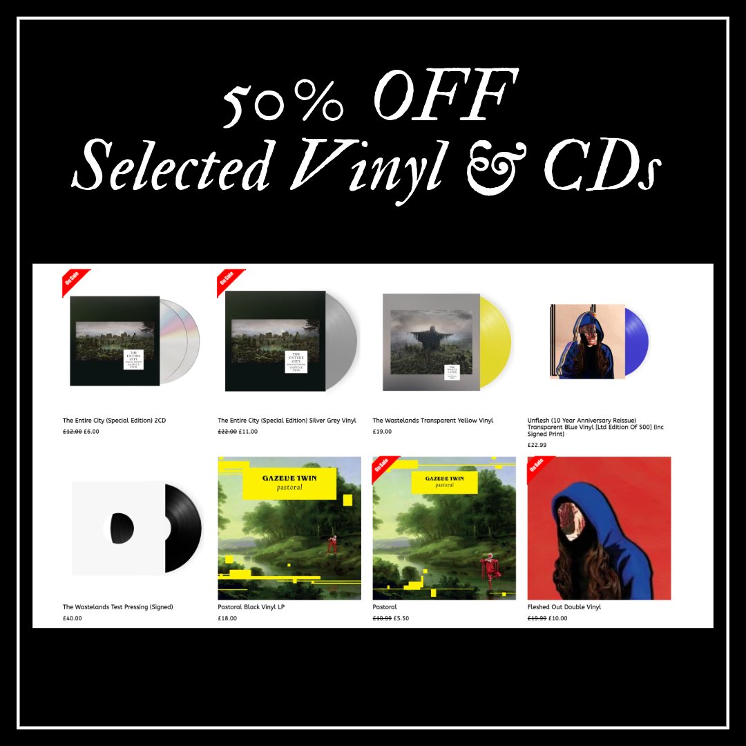 Gazelle Twin (@gazelletwin) on Twitter photo Dropping back into your X hole, to peddle my wares...
- New Black Dog T-shirts now in my GT Shop (made to order) 
- 50% off selected Vinyl & CDs. 
- Unflesh TEN Vinyl pre-order (28 Feb) 
- Unflesh Blue/Black Hoody & T-shirt lines back in stock 
gazelletwin.tmstor.es Dropping back into your X hole, to peddle my wares...
- New Black Dog T-shirts now in my GT Shop (made to order) 
- 50% off selected Vinyl & CDs. 
- Unflesh TEN Vinyl pre-order (28 Feb) 
- Unflesh Blue/Black Hoody & T-shirt lines back in stock 
gazelletwin.tmstor.es