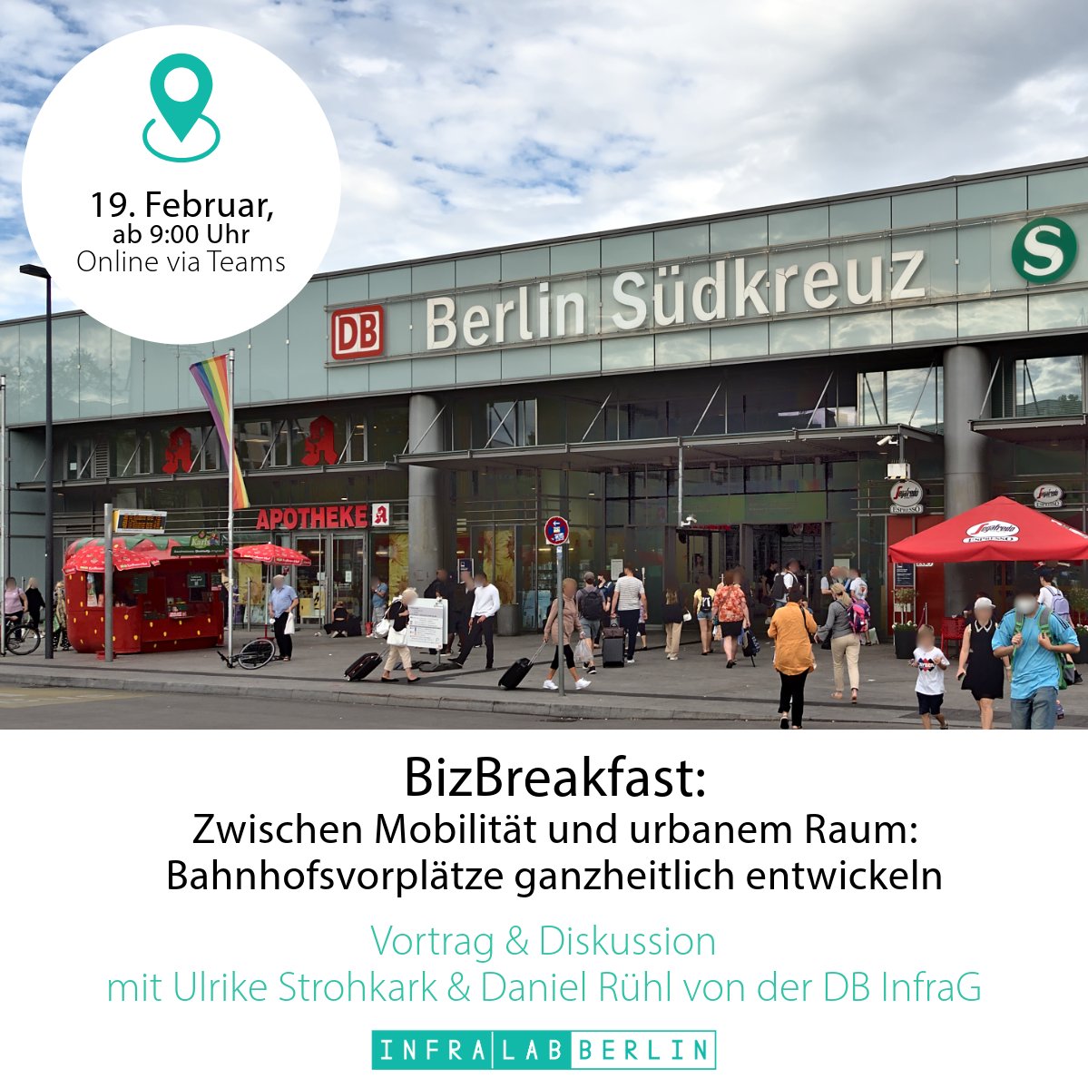 Jetzt schnell anmelden! Morgen kehrt unser #BizBreakfast aus der Winterpause zurück.🥳 Thema: „Zwischen #Mobilität und urbanem Raum: Bahnhofsvorplätze ganzheitlich entwickeln“. Hier lang: eventbrite.de/e/bizbreakfast…