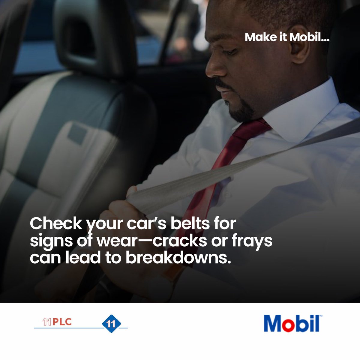 11PLC's tweet image. Avoid Unexpected Breakdowns – Check Your Car’s Belts!

Stay ahead of engine trouble—inspect your belts today!

#EngineCare #CarMaintenance #DriveSmooth #MobilLubricants #StayRoadReady