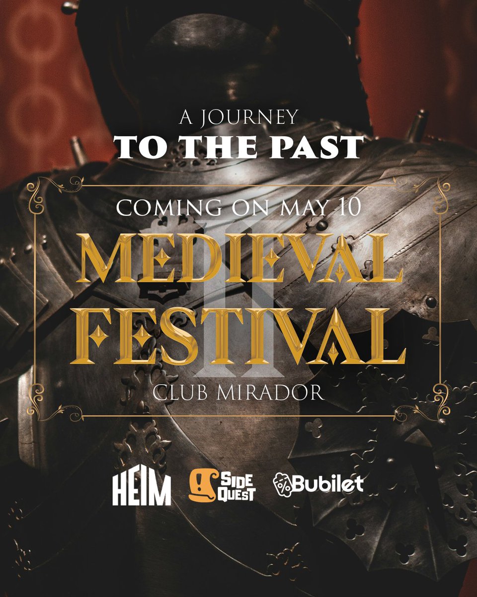 Ey ahali! 

Zırhını kuşan, kılıcını bile! Orta Çağ’ın ihtişamlı diyarlarına yeniden yolculuğa çıkıyoruz!
Medieval Festival II, 10 Mayıs’ta Club Mirador’da!
Şok avantajlı biletler şimdi satışta!
Kaçırma, kaçırtma, kaçıran arkadaşını teselli etmeyi unutma! 👇🏻bubilet.com.tr/ankara/etkinli…