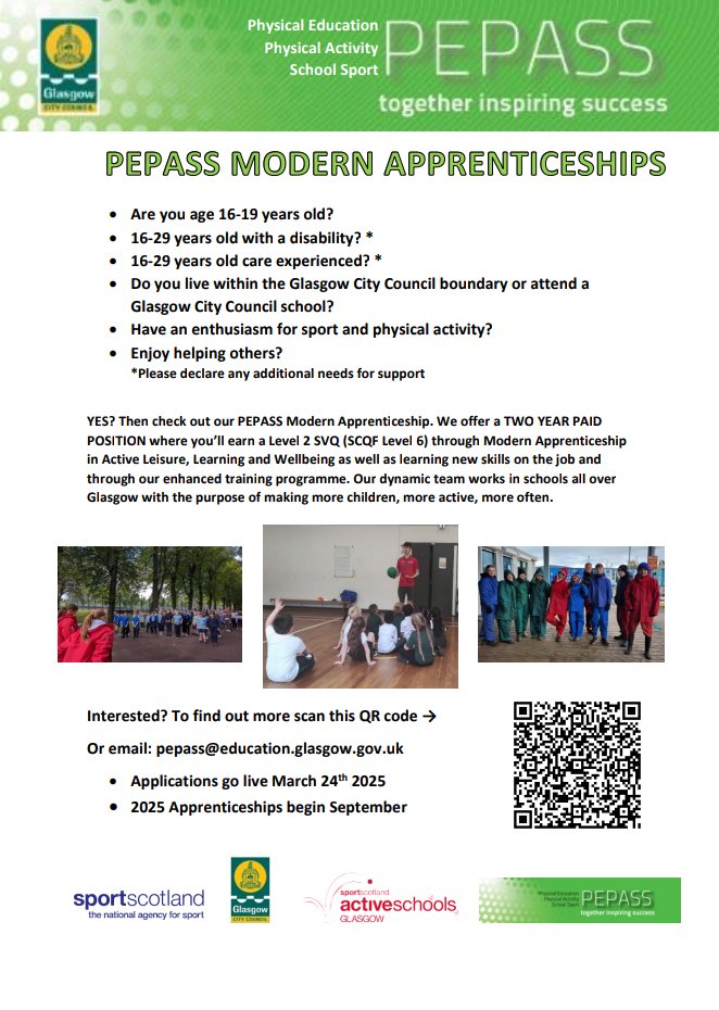Louise Keating (@pepassma) on Twitter photo Get the word out 👇 <a href="/PEPASSGlasgow/">PEPASS Glasgow</a> Modern Apprenticeships 2025-27! Interested in finding out more, scan the QR code and register at glasgowguarantee.org to apply. <a href="/Glasgow_Sport/">Glasgow Sport</a> <a href="/sportscotland/">sportscotland</a> Get the word out 👇 <a href="/PEPASSGlasgow/">PEPASS Glasgow</a> Modern Apprenticeships 2025-27! Interested in finding out more, scan the QR code and register at glasgowguarantee.org to apply. <a href="/Glasgow_Sport/">Glasgow Sport</a> <a href="/sportscotland/">sportscotland</a>
