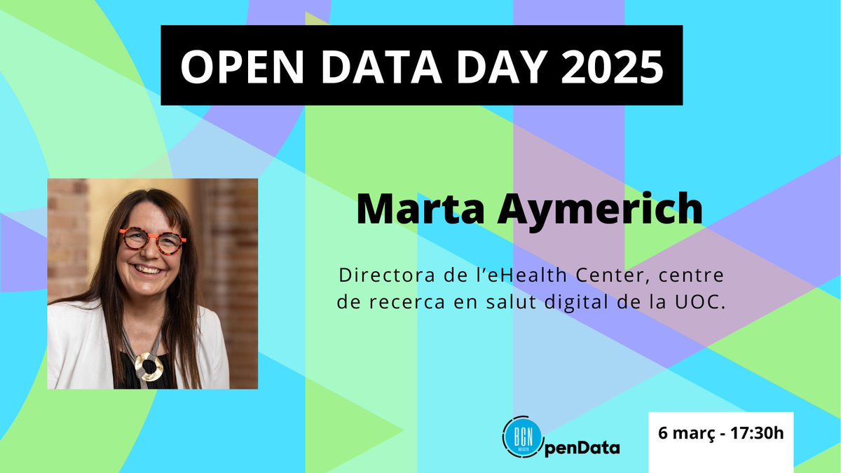 Iopendatabcn (@iopendatabcn) on Twitter photo 🚀Coneixes <a href="/MartaAymerich/">Marta Aymerich</a>?
Directora de l’ <a href="/ehealthUOC/">eHealth Center UOC</a> centre de recerca en salut digital <a href="/UOC/">victim︎</a>, ens parlarà de Projectes basats en l’ús de dades obertes per abordar l’agenda feminista.
#OpenDataDay 2025, on les dones són les protagonistes!
📲Inscriu-te 👉🏼bit.ly/NotODD25 🚀Coneixes <a href="/MartaAymerich/">Marta Aymerich</a>?
Directora de l’ <a href="/ehealthUOC/">eHealth Center UOC</a> centre de recerca en salut digital <a href="/UOC/">victim︎</a>, ens parlarà de Projectes basats en l’ús de dades obertes per abordar l’agenda feminista.
#OpenDataDay 2025, on les dones són les protagonistes!
📲Inscriu-te 👉🏼bit.ly/NotODD25