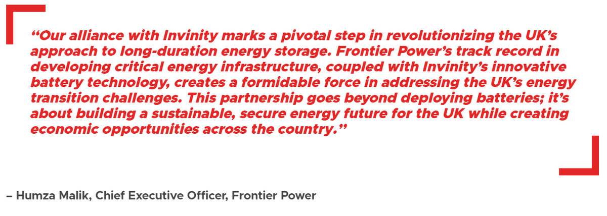 Invinity Energy Systems (@invinityenergy) on Twitter photo Delighted to announce our partnership with Frontier Power to to deploy up to 2 GWh of LDES in the UK Cap & Floor scheme using our <a href="/MadeinBritainGB/">Made in Britain</a> vanadium flow batteries. Read more here:
invinity.com/invinity-strat… Delighted to announce our partnership with Frontier Power to to deploy up to 2 GWh of LDES in the UK Cap & Floor scheme using our <a href="/MadeinBritainGB/">Made in Britain</a> vanadium flow batteries. Read more here:
invinity.com/invinity-strat…