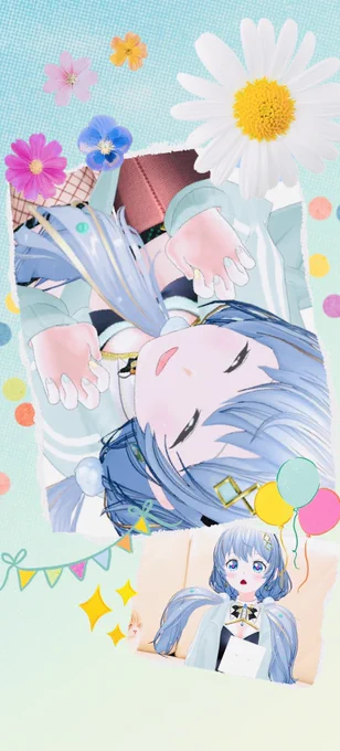 せっかく画像もらえたから壁紙にしたくて(でもスマホサイズに合わなかったので)コラージュしてみたよ