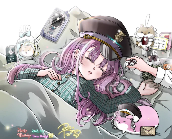 私は寝ないが 私が描いた子達は寝てる