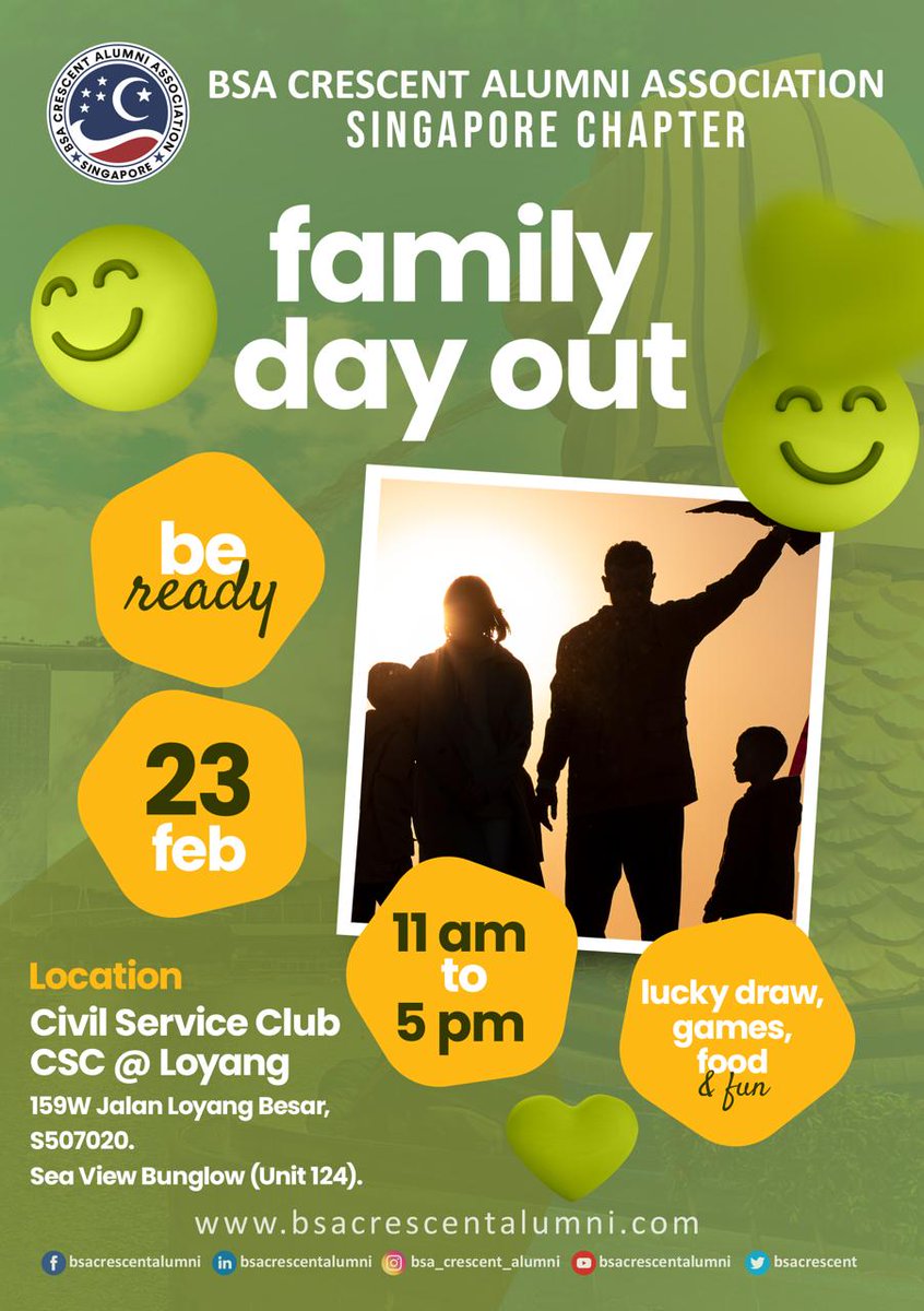 BsaCrescent's tweet photo. Dear Alumni Members,
We’re excited to announce that the BSA Crescent Alumni Association (Singapore-Chapter) is organizing Family Day 2025 on February 23rd, from 10:30 AM to 5:00 PM. Let’s join to recall college days memories and make new memories!! https://t.co/jTYEHIpFm0