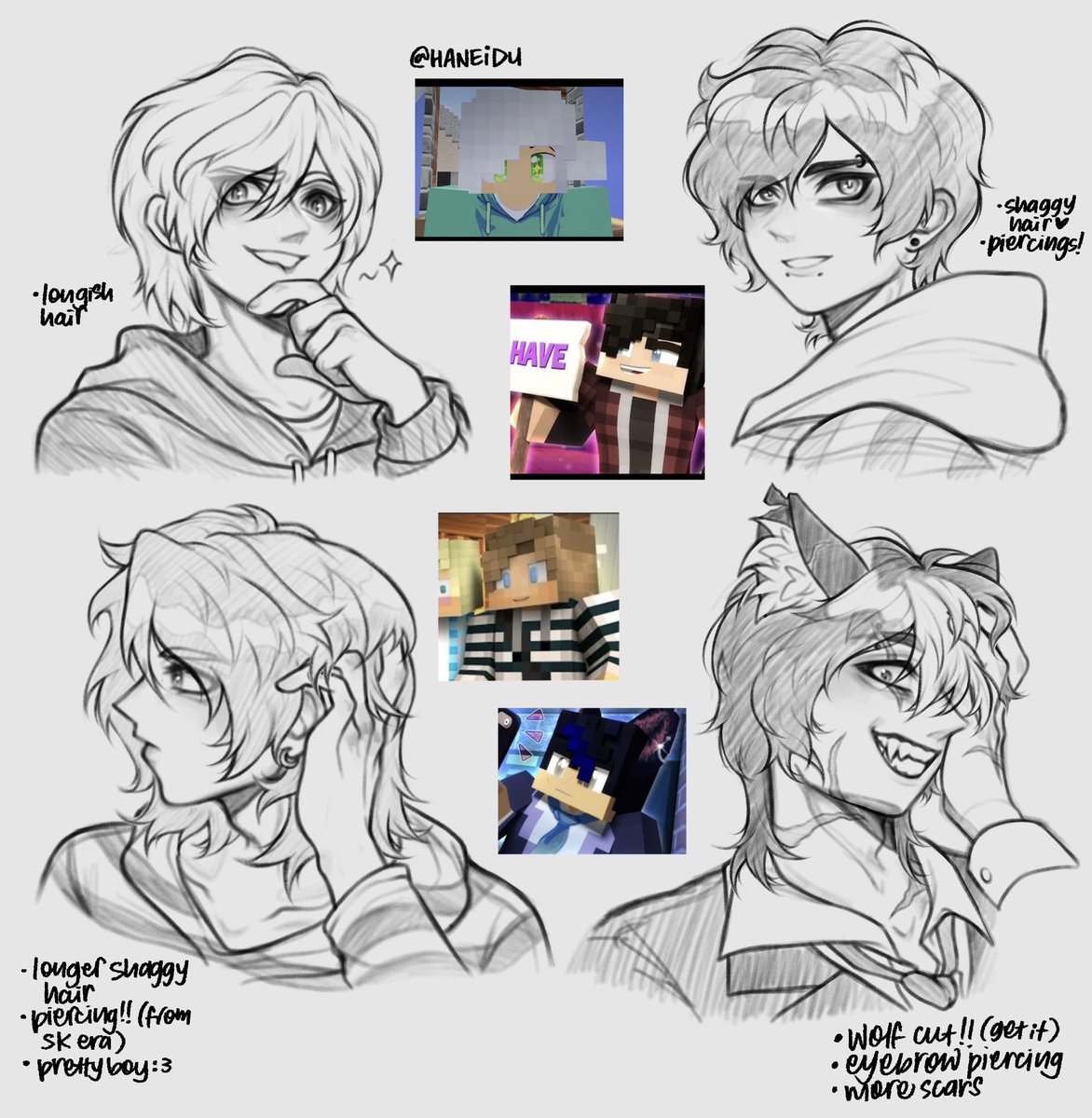 haneidu's tweet photo. i drew how i envision some of my favorite mystreet boys! travis, gene, laurance, ein #aphtwt #aphmau #mystreet 

i know these aren’t entirely accurate to their official designs, but it’s how i’ve always imagined them to+ https://t.co/14xi39JfU5