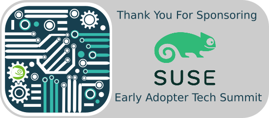 openSUSE's tweet photo. Proud to have @SUSE as a sponsor of the #EarlyAdopterTechSummit! Together, we’re building a stronger #opensource future. 💪 @UCF @valenciacollege https://t.co/m089i1dc0F https://t.co/NvdGM8icPP
