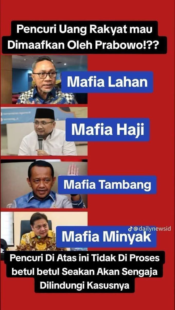 Kalau mafia dibiarkan
Apa gunanya teriak-teriak KEJAR KORUPTOR SAMPAI ANTARTIKA
#AdiliJokowi 
#IndonesiaGelap