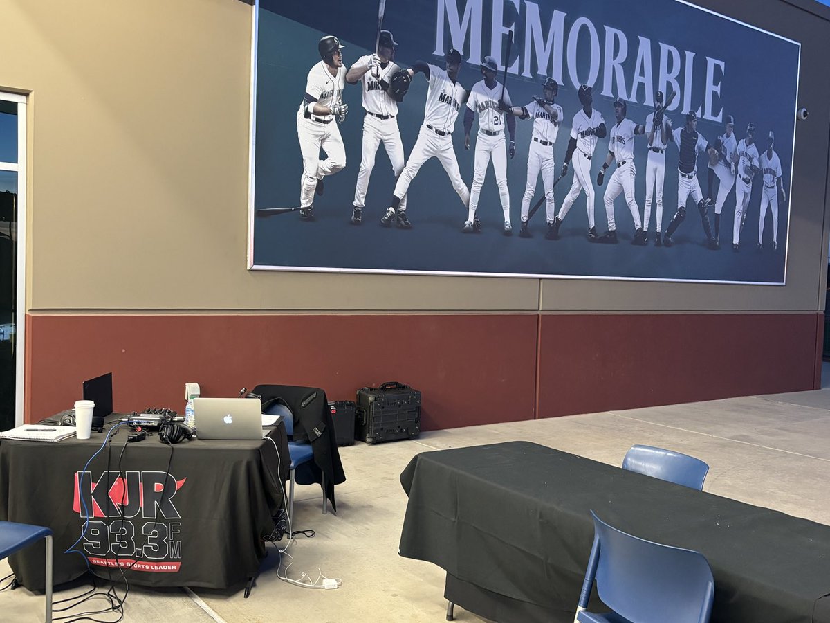 ChuckPowellKJR's tweet image. Day 2 of Mariners Spring Training Coverage ⁦@ChuckAndBuckKJR⁩ about to launch. Raleigh, Seitzer, Emerson &amp;amp; Young on today’s rundown. And who knows who else might pop on? #KJR