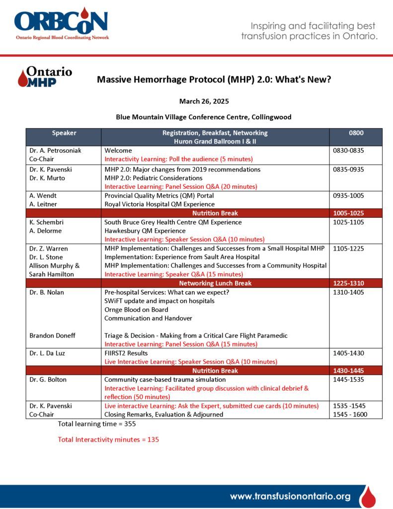 🚀 Exciting news for all healthcare professionals
🌟 Registration for the MHP Spring Symposium in Collingwood March 26, 2025 is now open! 
Register here ! buff.ly/4hBnS8C 

 #TransfusionMedicine