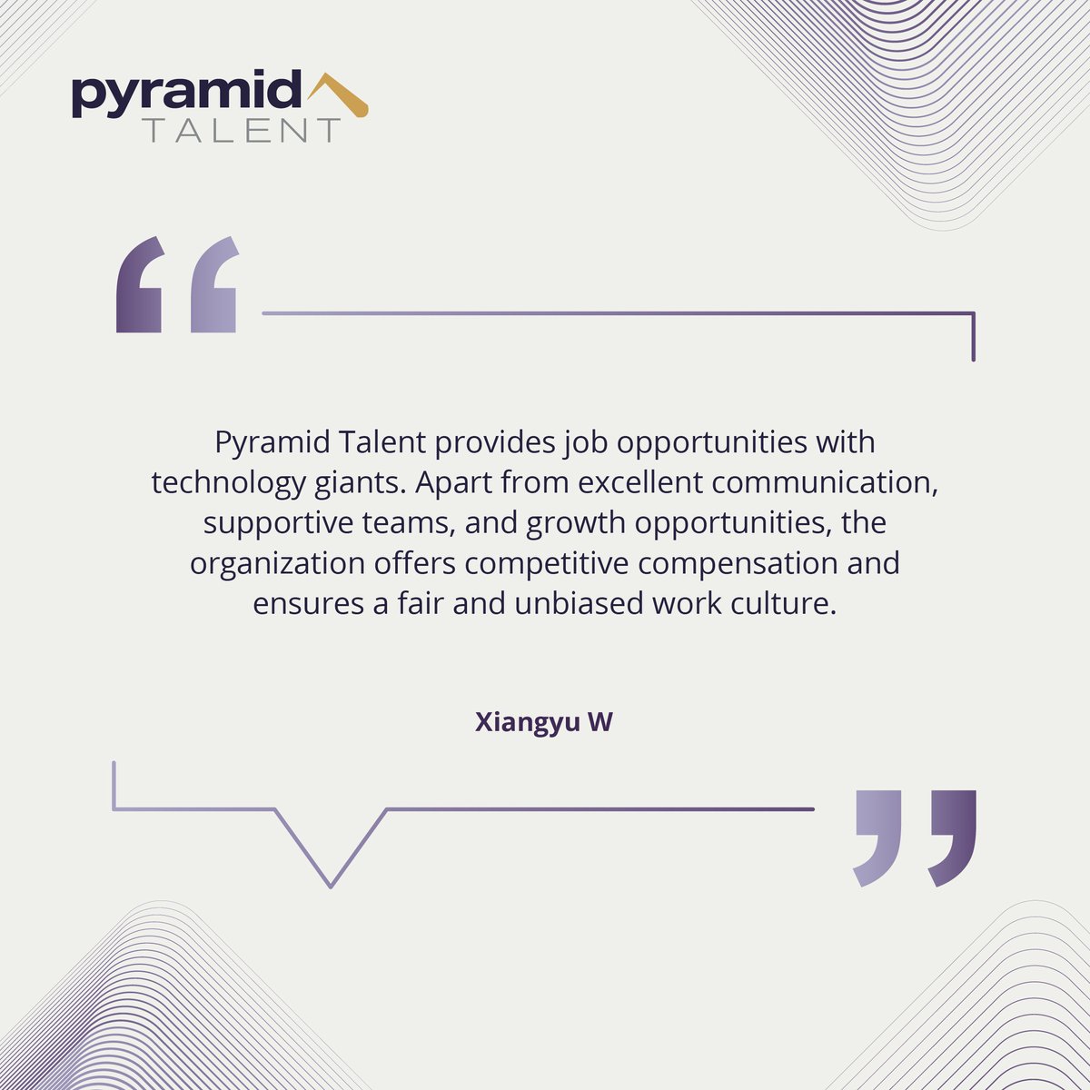 PyramidCiGlobal's tweet image. Pyramid Talent helps you enhance your job search and explore new job opportunities that complement your skills, experiences, and interests. 
 
Learn how we helped Xiangyu W achieve the best job opportunities.  
 
#PyramidApproach #skills #testimonial
