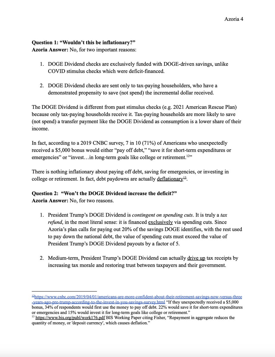 j_fishback's tweet image. President Trump and @ElonMusk should announce a ‘DOGE Dividend’—a tax refund check sent to every taxpayer, funded exclusively with a portion of the total savings delivered by DOGE. 🧵
