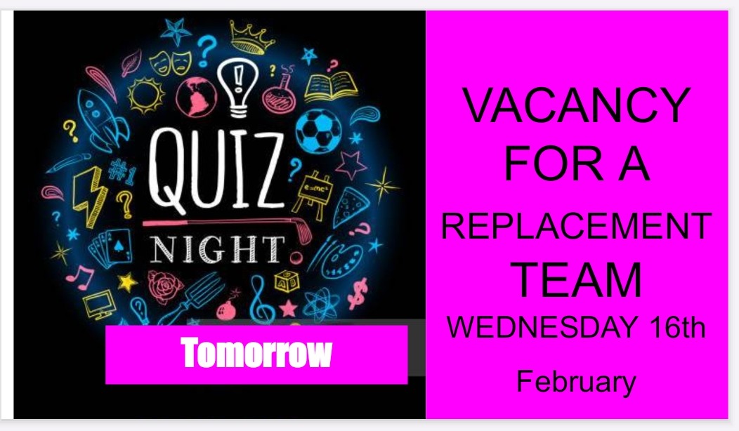 Convivial Rabbit (@dorchmicropub) on Twitter photo A team has dropped out of tomorrow (Wednesday 16th Feb) night's quiz, so if you fancy a convivial cognitive challenge, book your team in. A team has dropped out of tomorrow (Wednesday 16th Feb) night's quiz, so if you fancy a convivial cognitive challenge, book your team in.