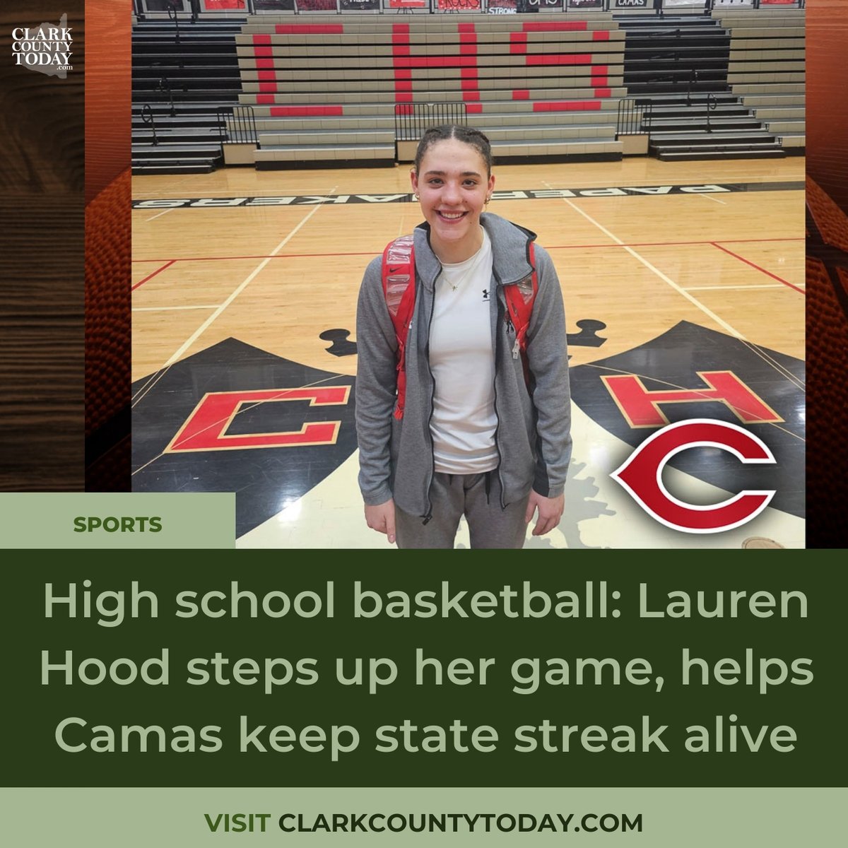 Camas basketball is state-bound again, with Lauren Hood stepping up for the defending champs. Read more: clarkcountytoday.com/sports/high-sc… #CamasBasketball #HighSchoolSports #StateTournament #ClarkCountyWa